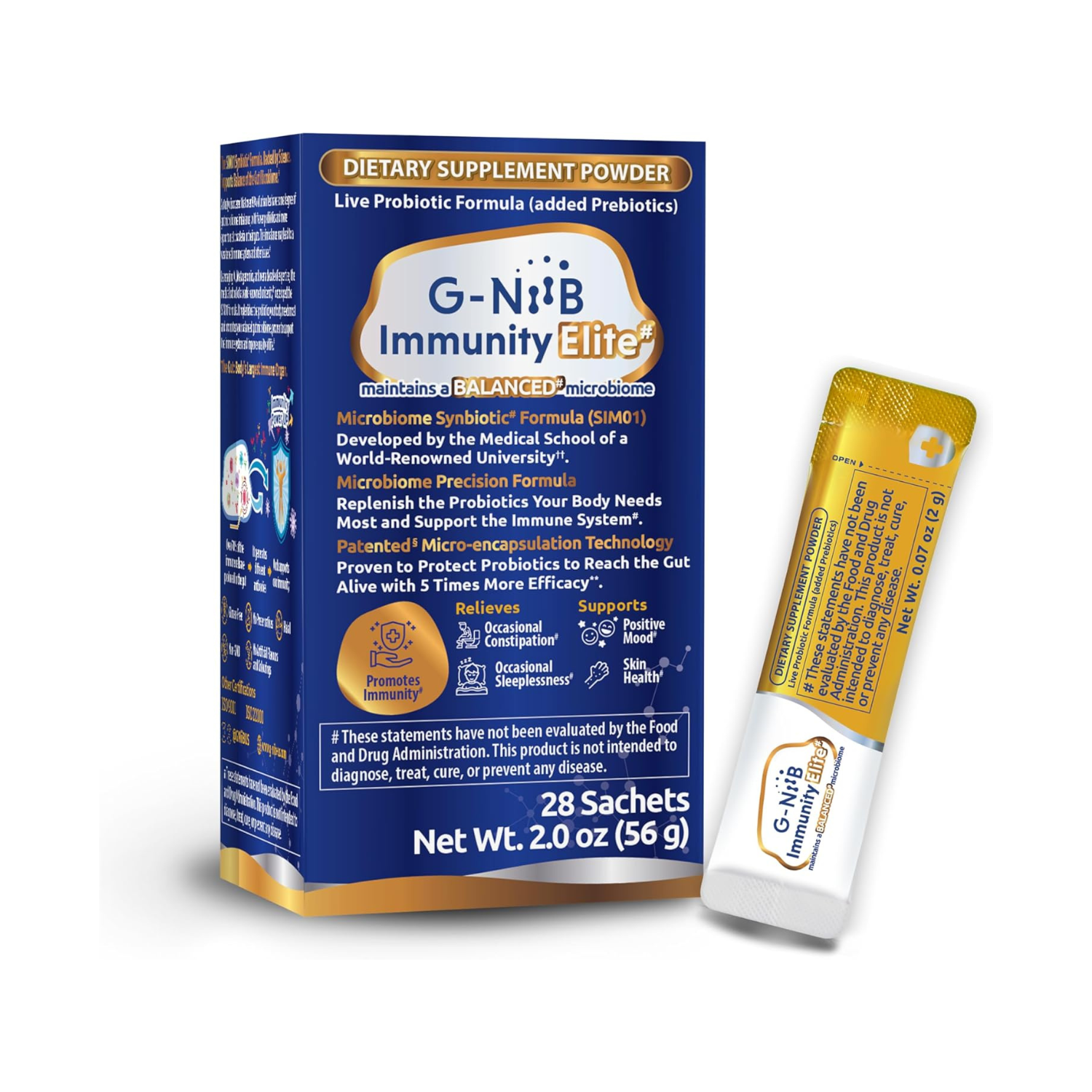 G-NiiB Immunity Elite (SIM01) Probiotic and Prebiotic (Synbiotic⁺) Immunity Supplement